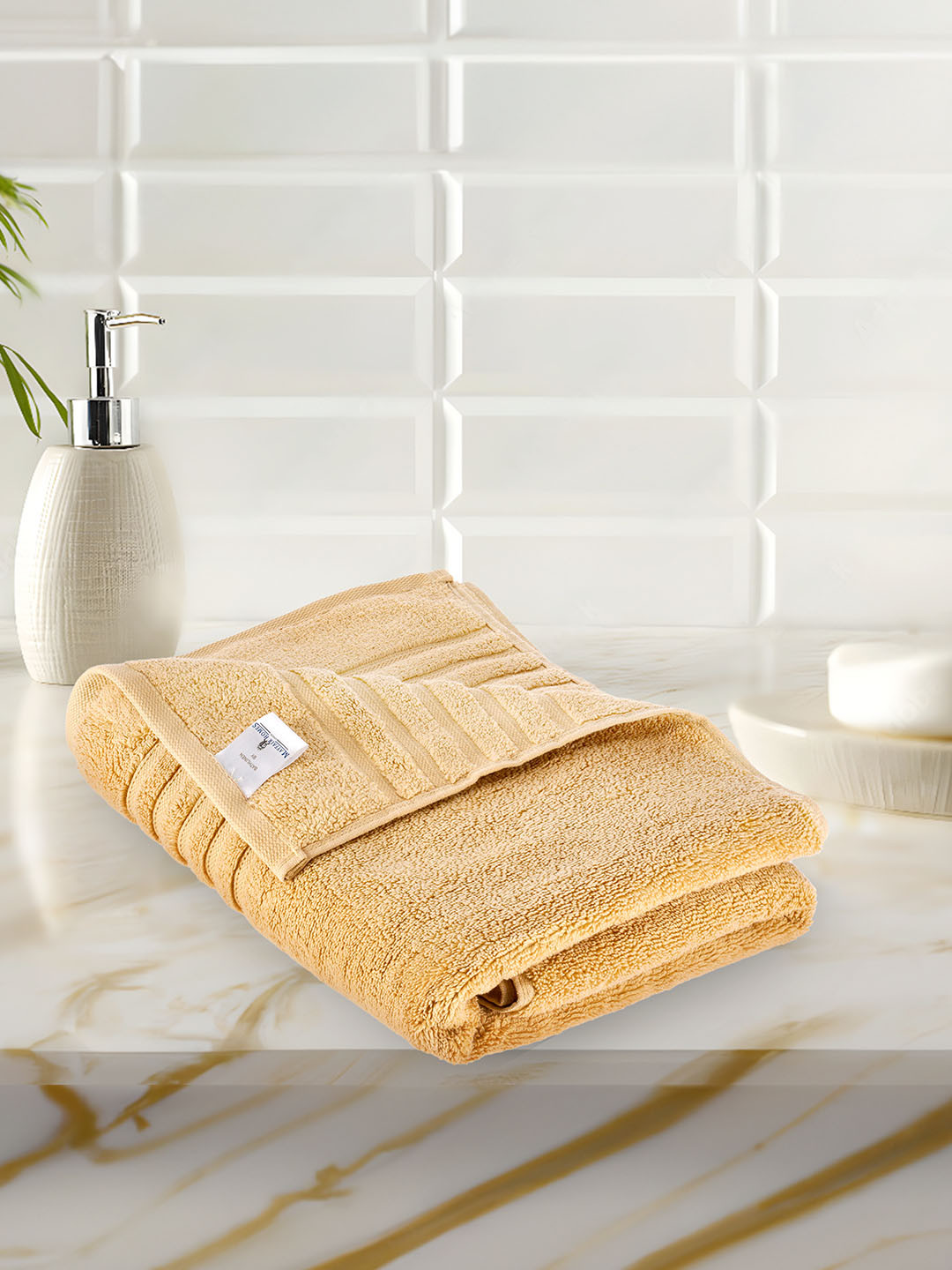 MAYFAIR HOMES LONDON Yellow Solid 560 GSM Pure Cotton Bath Towel