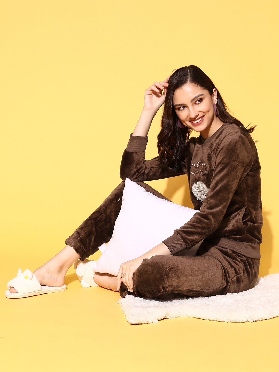 Sweet Dreams Women Brown Printed Tracksuit