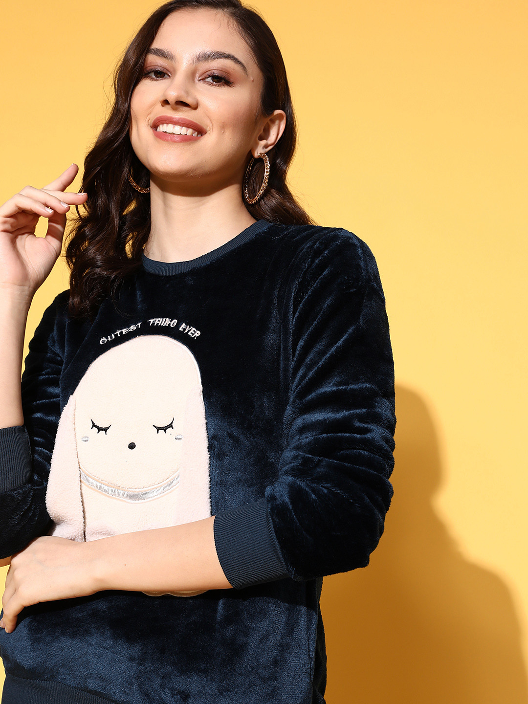 Sweet Dreams Women Navy Blue Printed Tracksuit