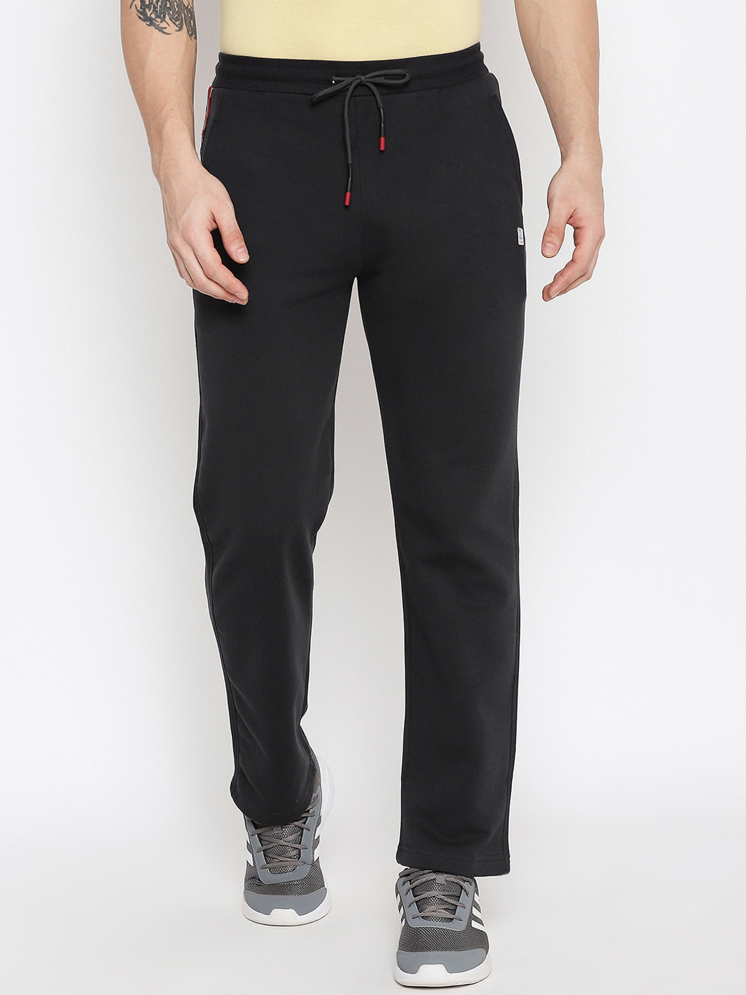 Duke Men Charcoal Solid Cotton Track Pants