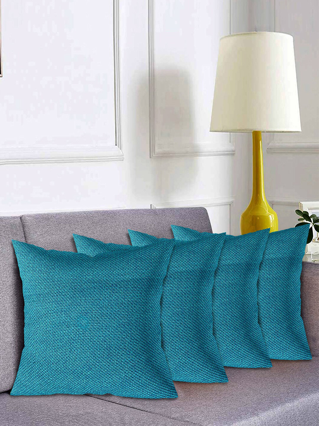 Kuber Industries Blue Set of 4 Square Cushion Covers