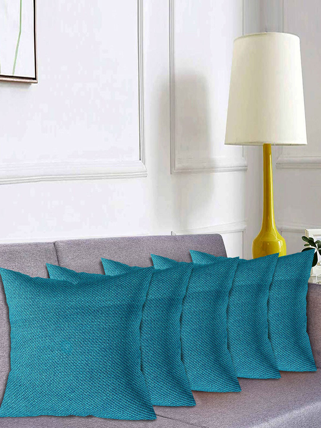 Kuber Industries Self Design Polyester Silk 5 Pcs Textured Cushion Covers -16x16In