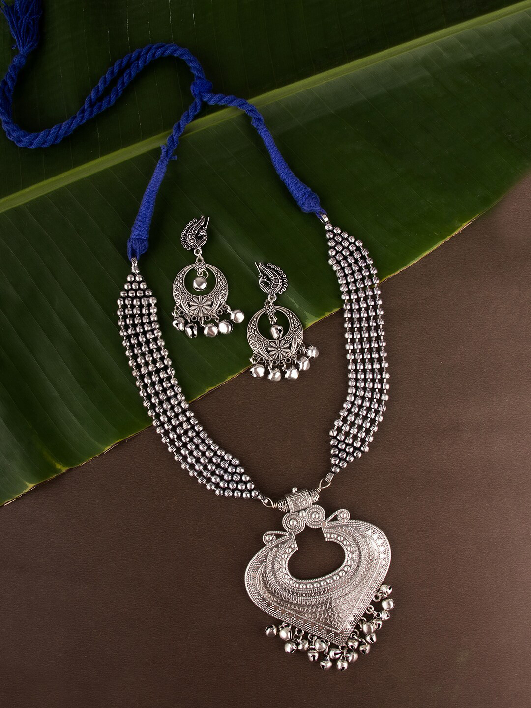 Ozanoo Silver Plated Ball Chain Heavy Necklace Set