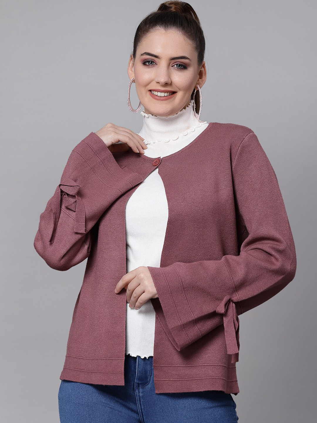 Mafadeny Women Pink Shrug