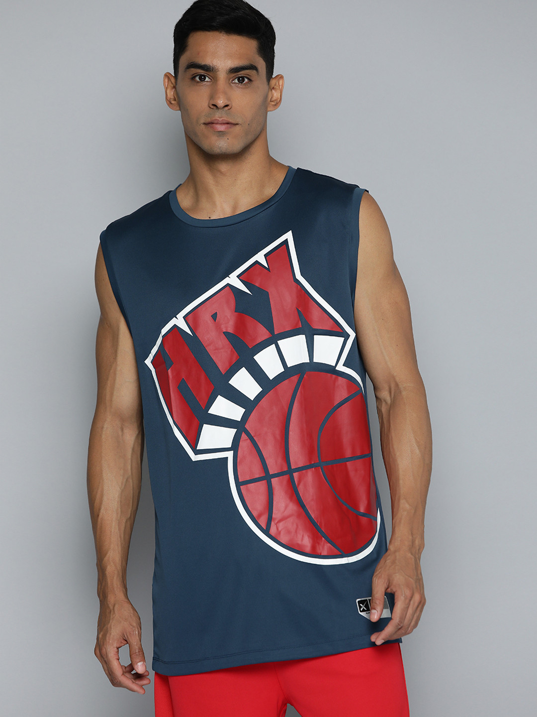 HRX by Hrithik Roshan Brand Logo Printed Rapid-Dry Basketball T-shirt