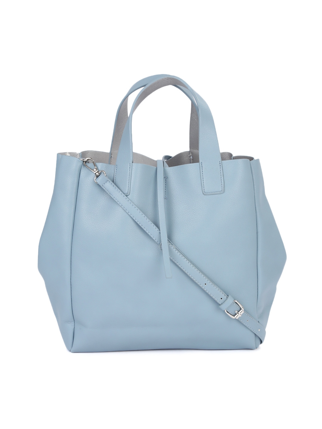 silver tote bag with zip