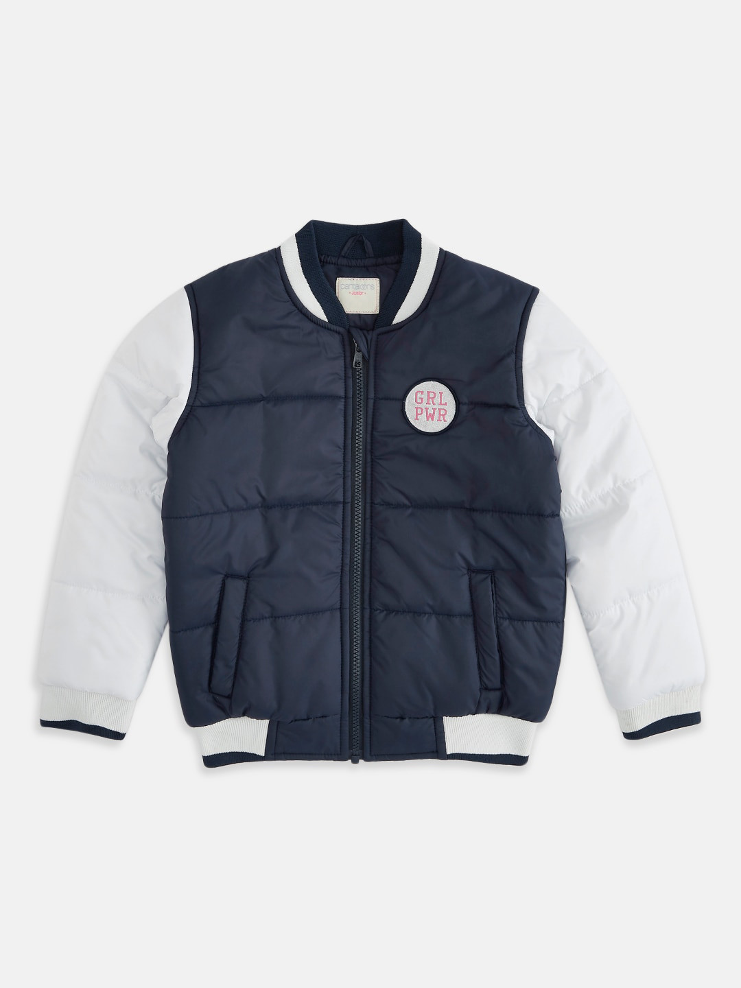 Pantaloons Junior Girls Navy Blue Bomber Jacket