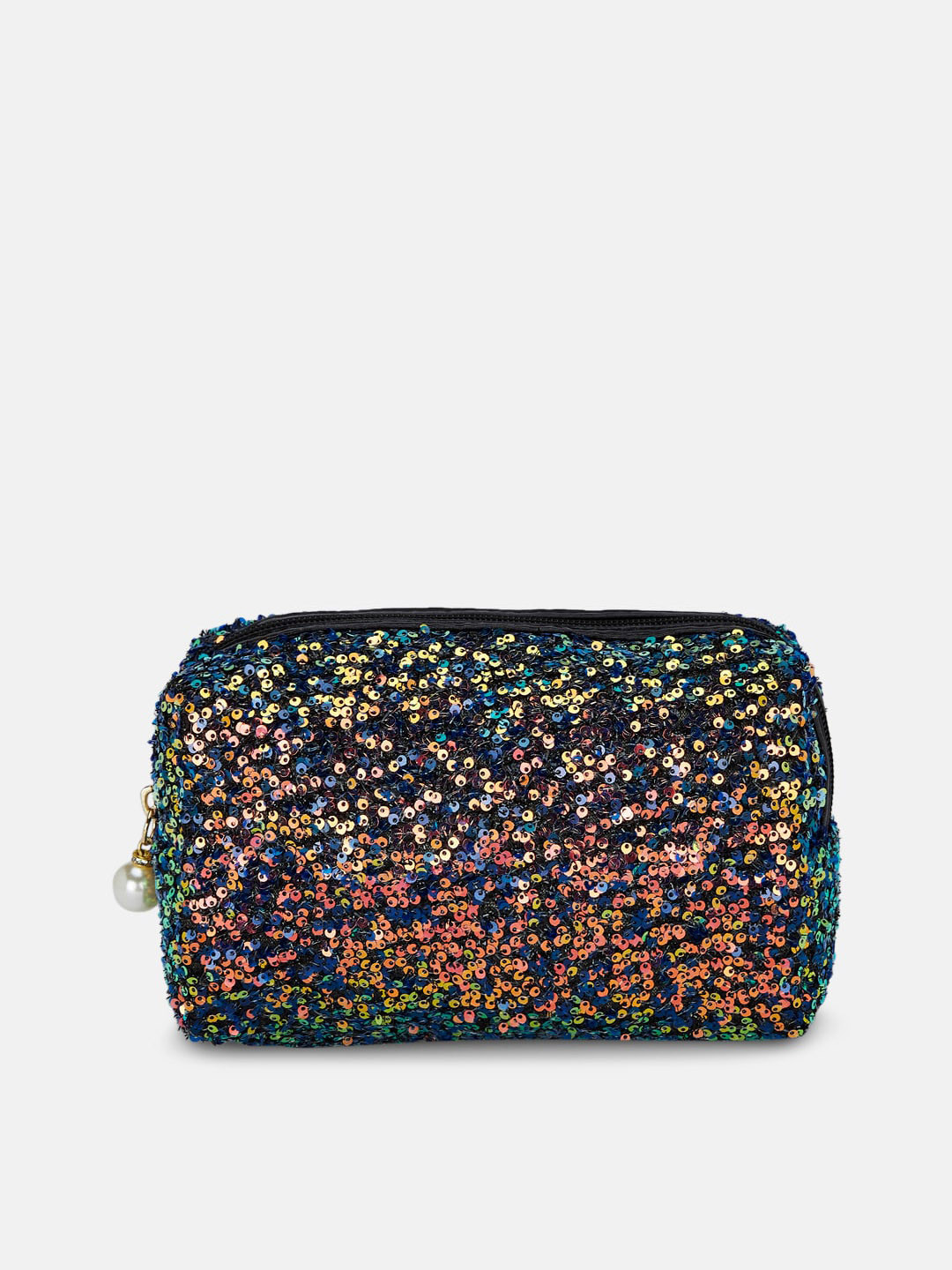 Forever Glam by Pantaloons Women Navy Blue Embellished Sequence Waist Pouch