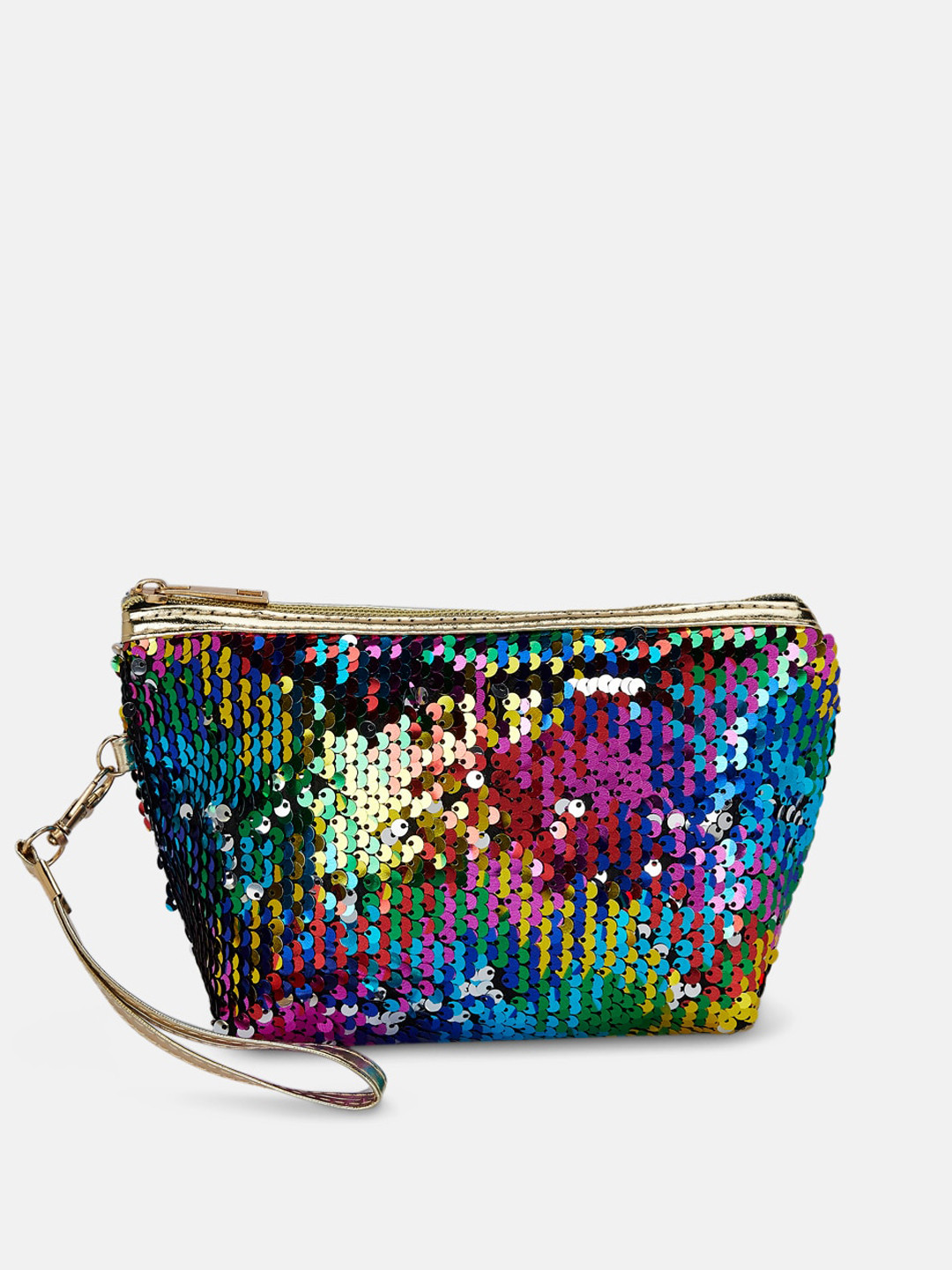 Forever Glam by Pantaloons Women Pink and Blue Sequinned Waist Pouch