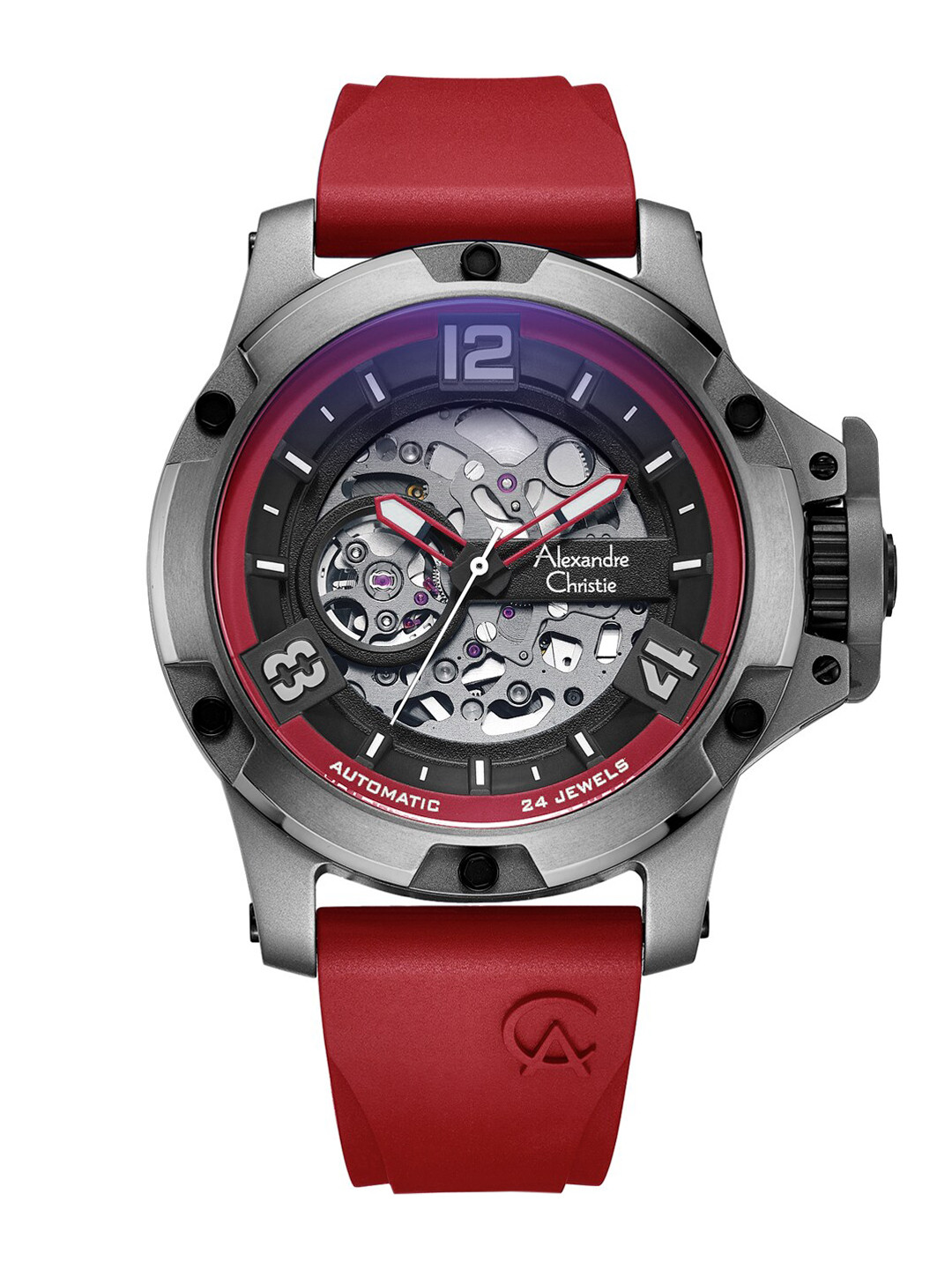 Alexandre Christie Men Red Dial & Red Straps Analogue Automatic Motion Watch 6295MTRTPBARE