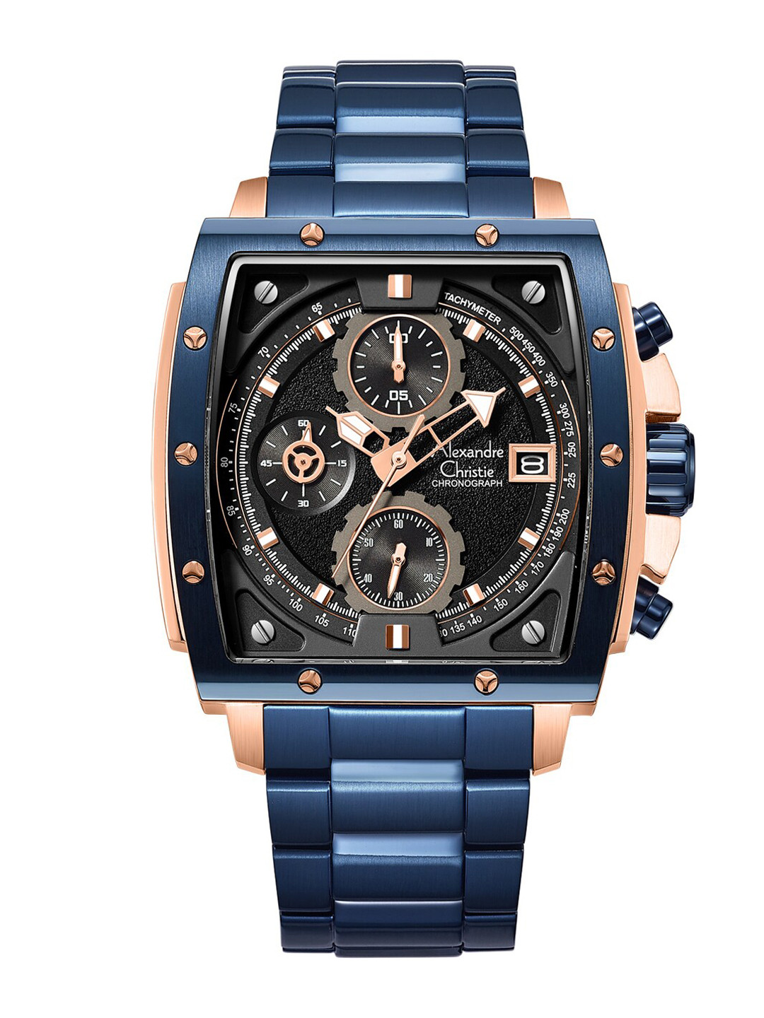 Alexandre Christie Men Blue Dial & Blue Bracelet Style Straps Analogue Watch 6376MCBURBA