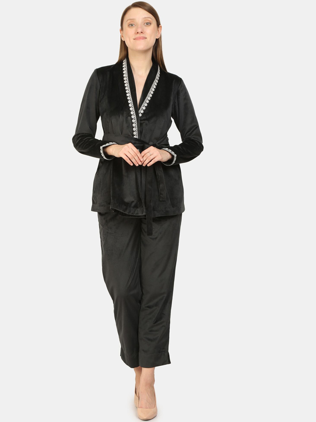 bellamia Women Black Solid Co-Ord- Mela