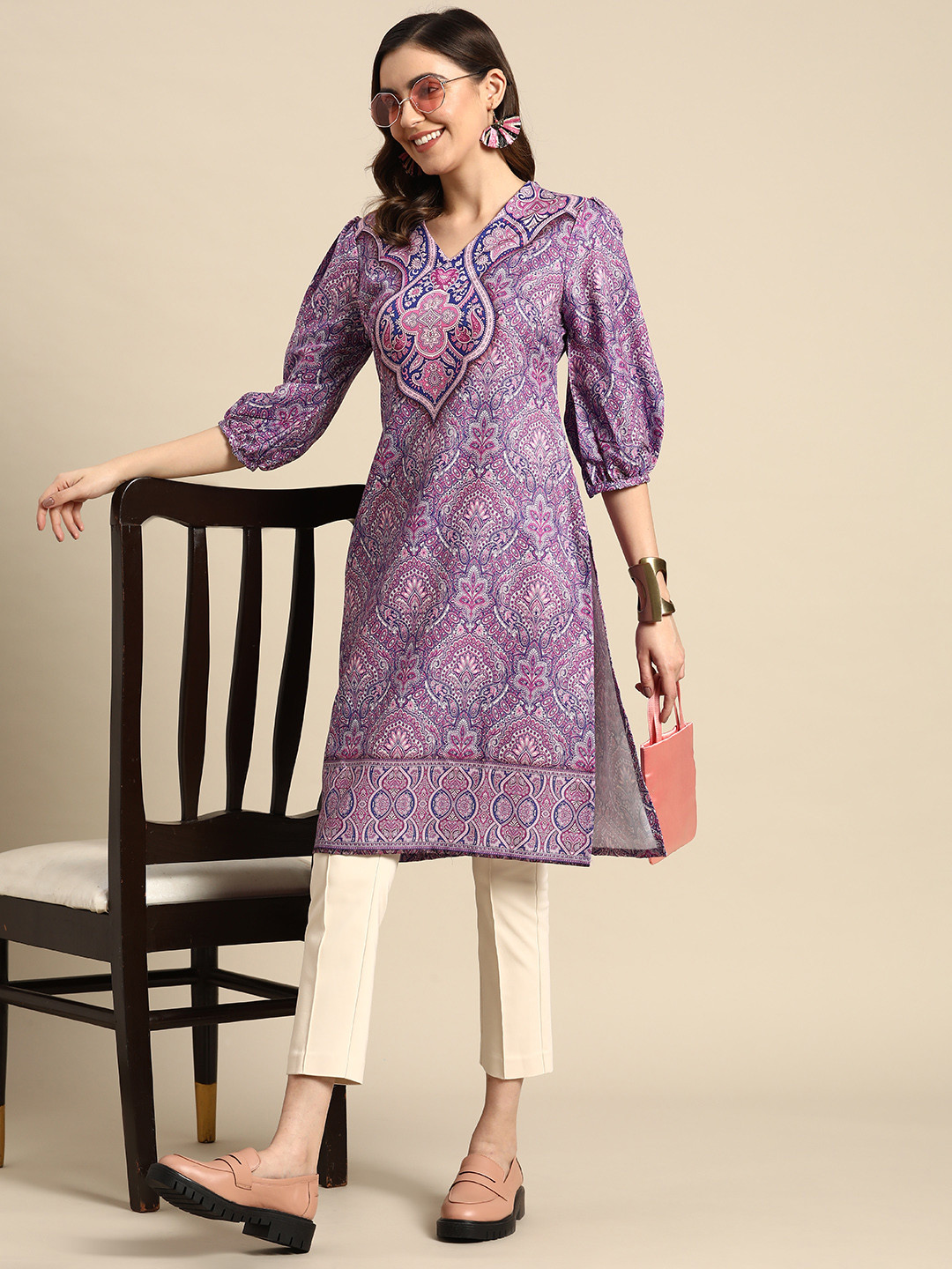 Sangria Ethnic Motifs Printed Kurta