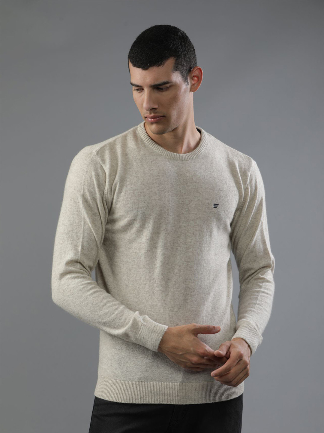 t-base Men Grey Pullover Sweater