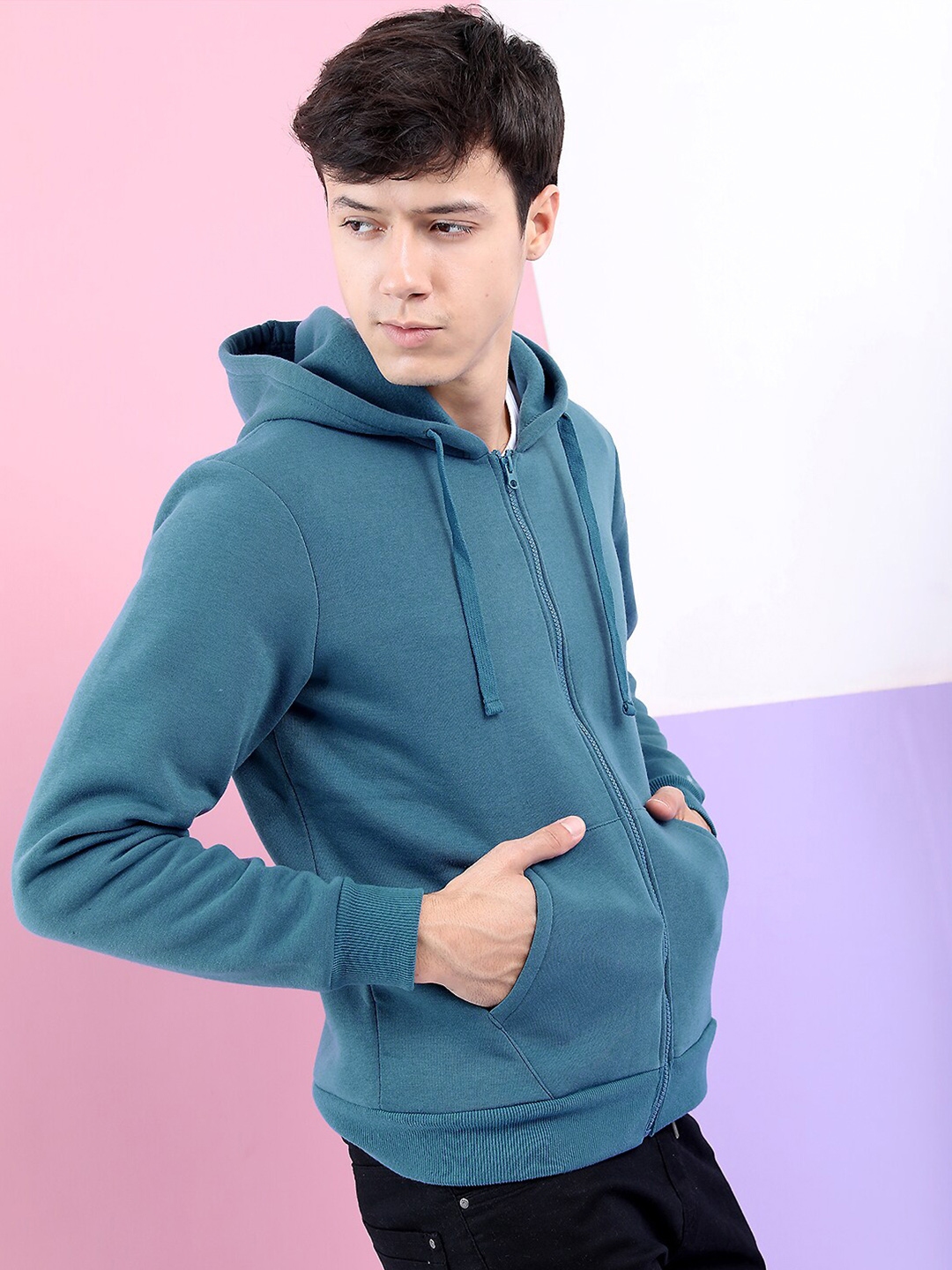 Teal hooded sweatshirt top