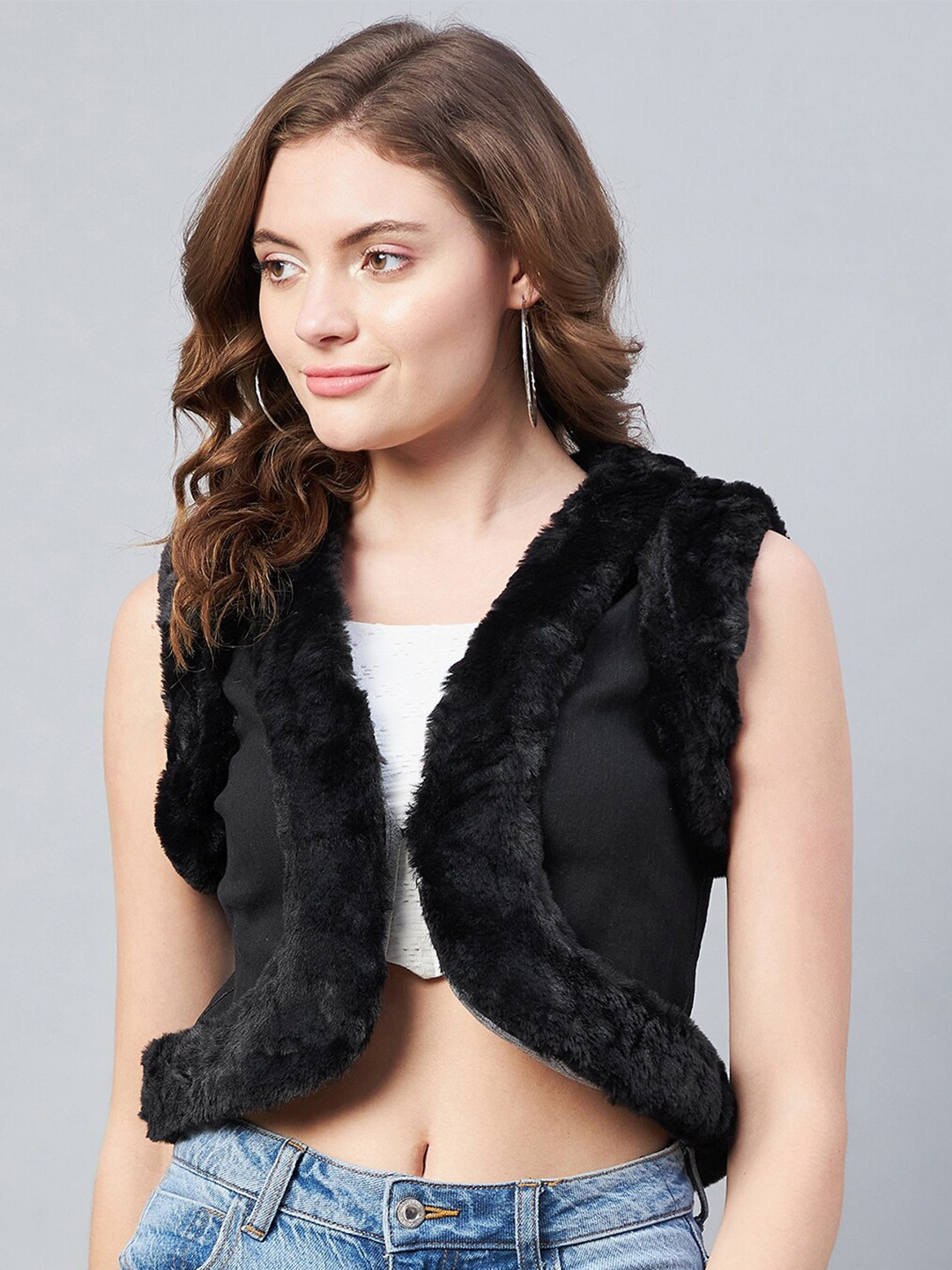 StyleStone Women Black Crop Shrug