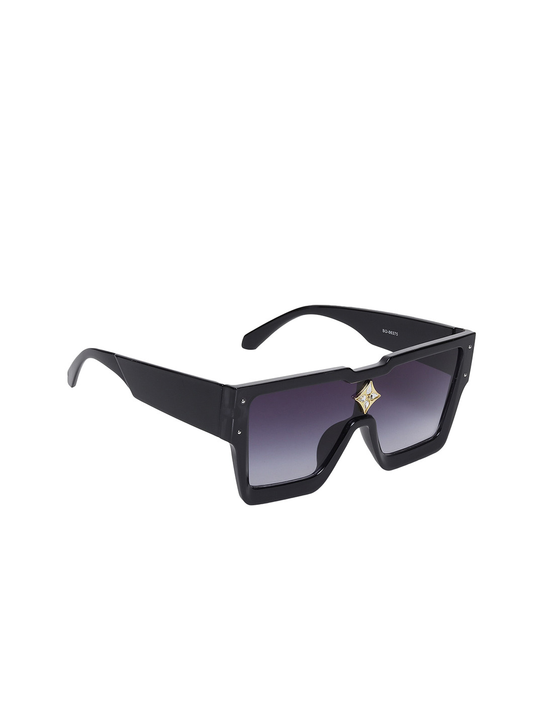 GARTH Unisex Grey Lens & Black Oversized Sunglasses with UV Protected Lens