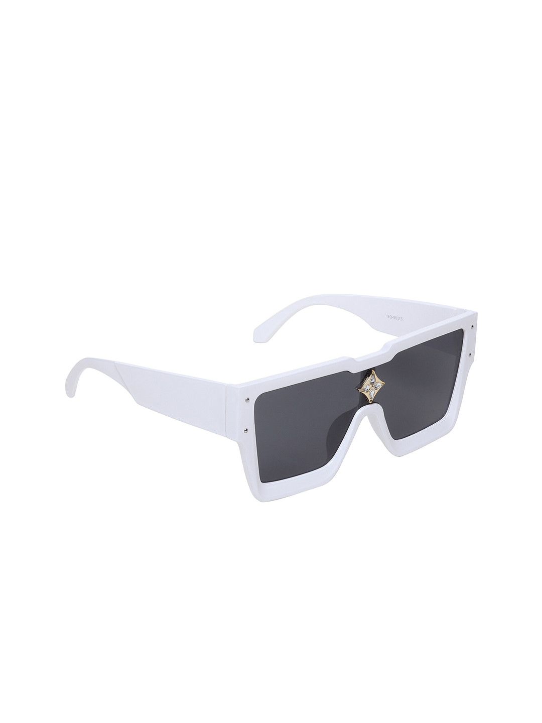 GARTH Unisex Grey Lens & White Oversized Sunglasses with UV Protected Lens
