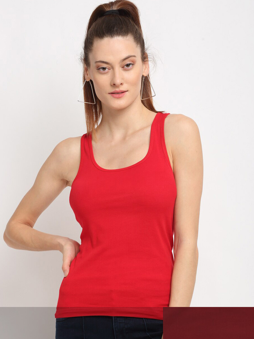 Friskers  Women Pack of 2 Red & Brown Tank Top