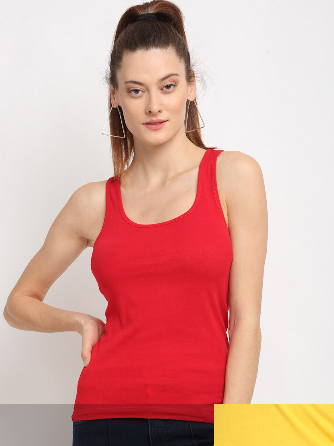 Friskers  Women Pack of 2 Red & Yellow Tank Top
