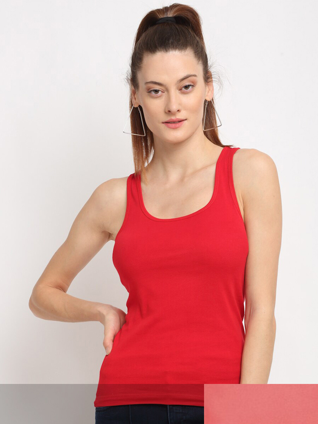 Friskers Women Red & Coral Pack Of 2 Tank Top