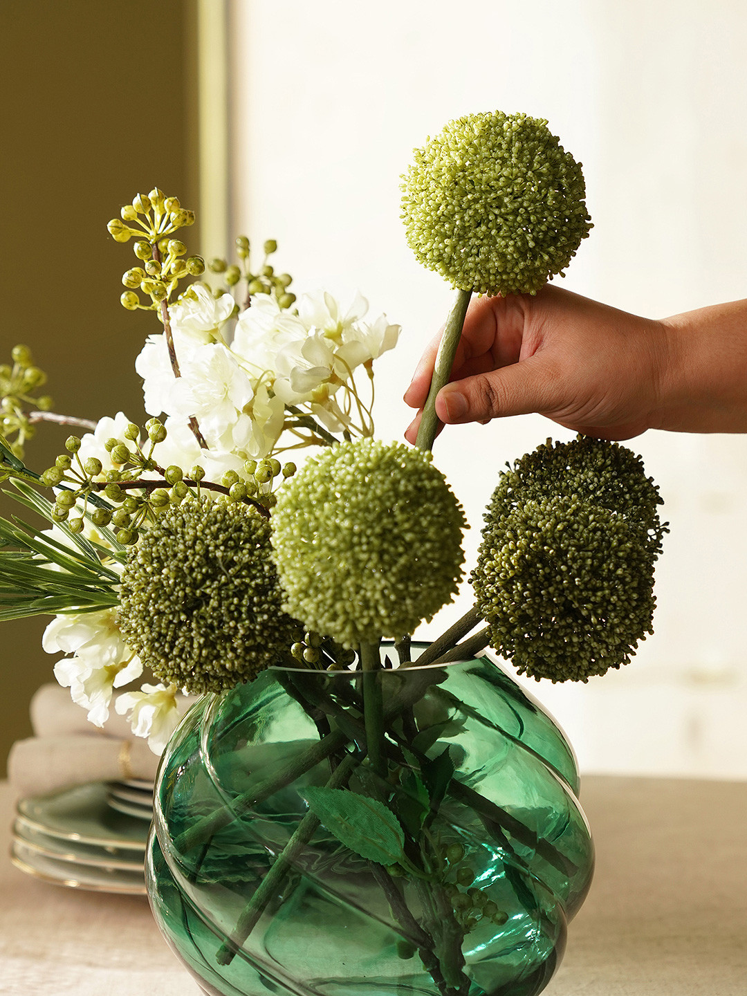 Pure Home and Living Green Buddleia Spray Artificial Flower