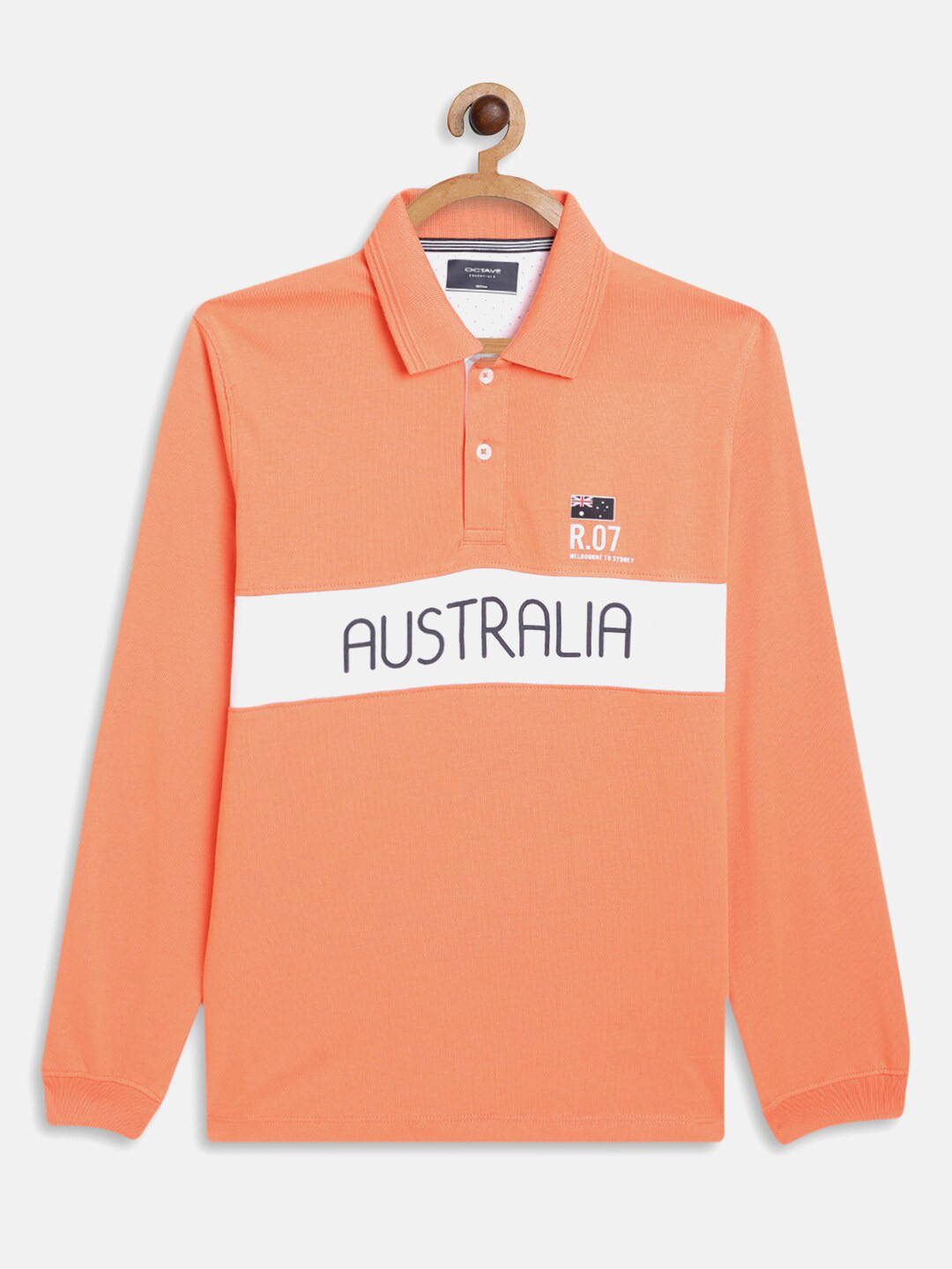 Octave Boys Coral Typography Polo Collar T-shirt