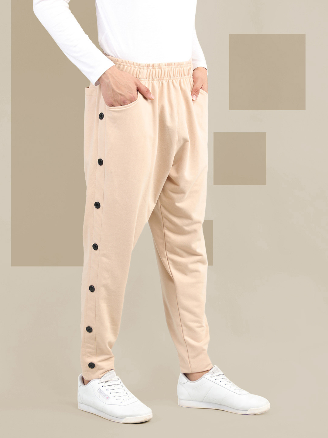 CHKOKKO Men Peach Gym Workout Lower with Pocket Track Pants