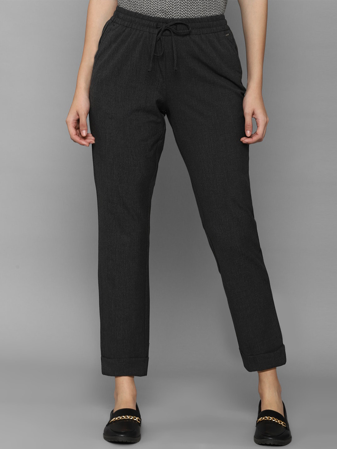 Allen Solly Woman Women Grey Cropped Trouser