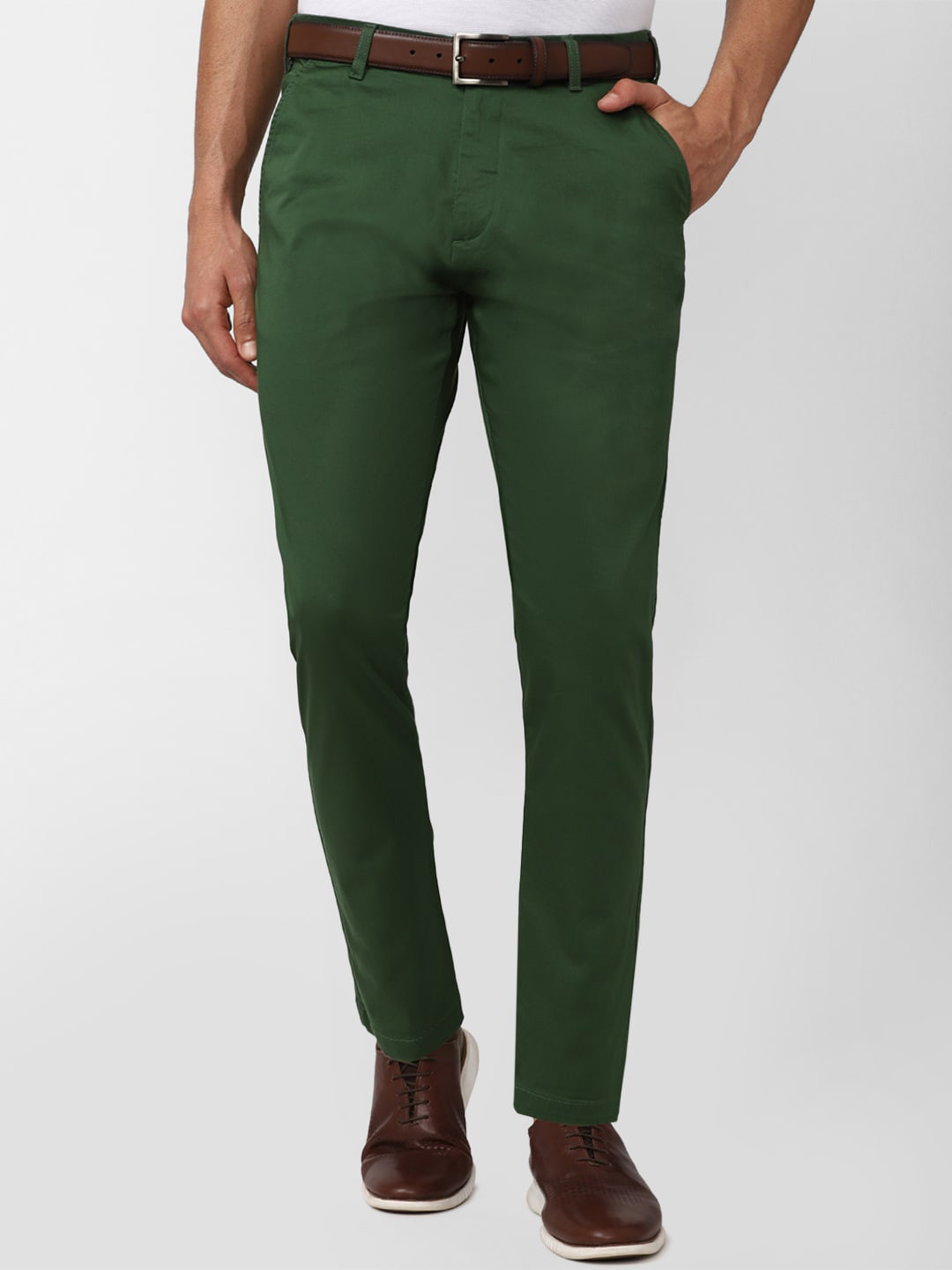 Peter England Casuals Men Green Slim Fit Trouser