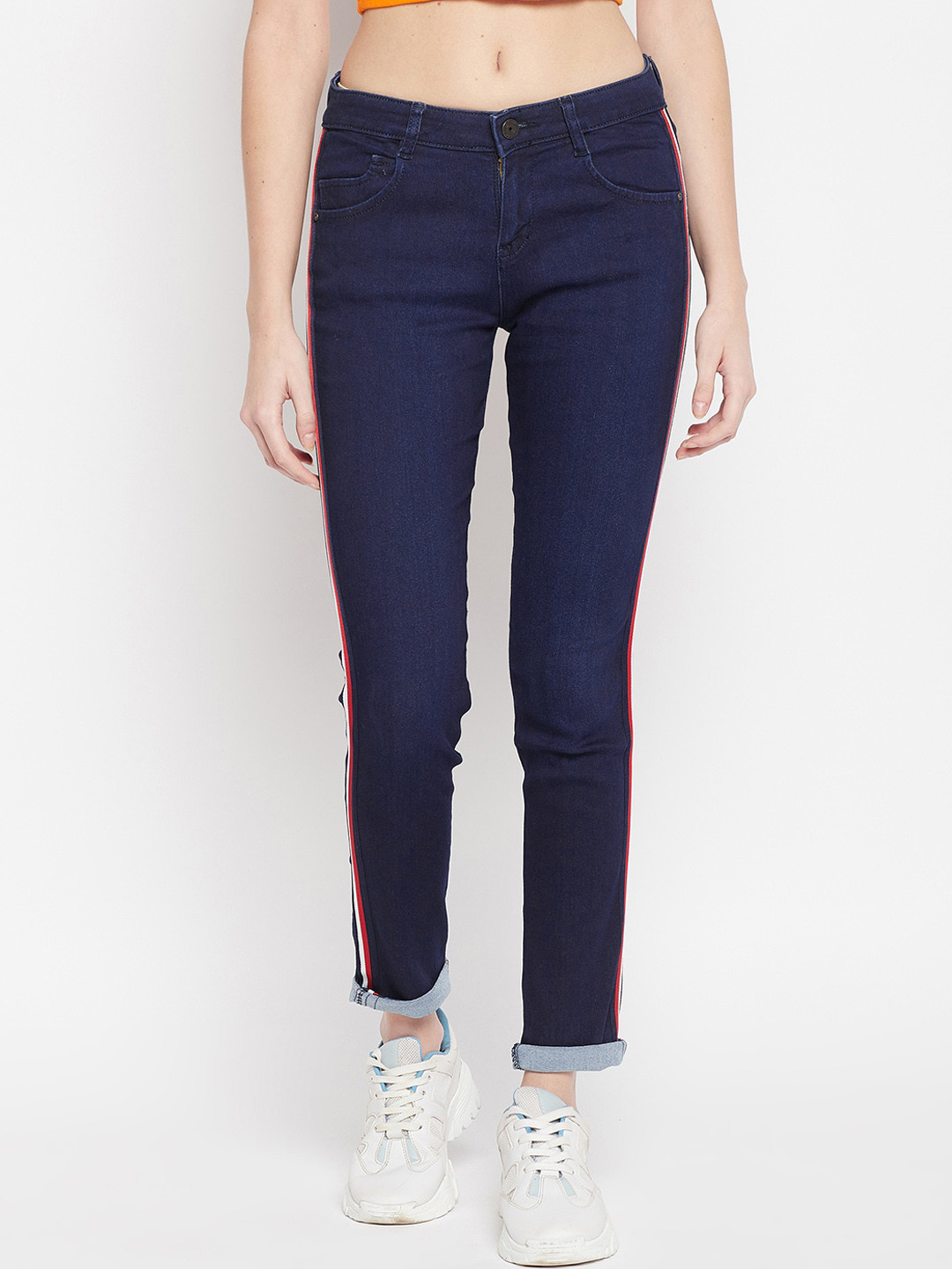 Crozo By Cantabil Women Blue Skinny Fit Low-Rise Stretchable Cotton Jeans