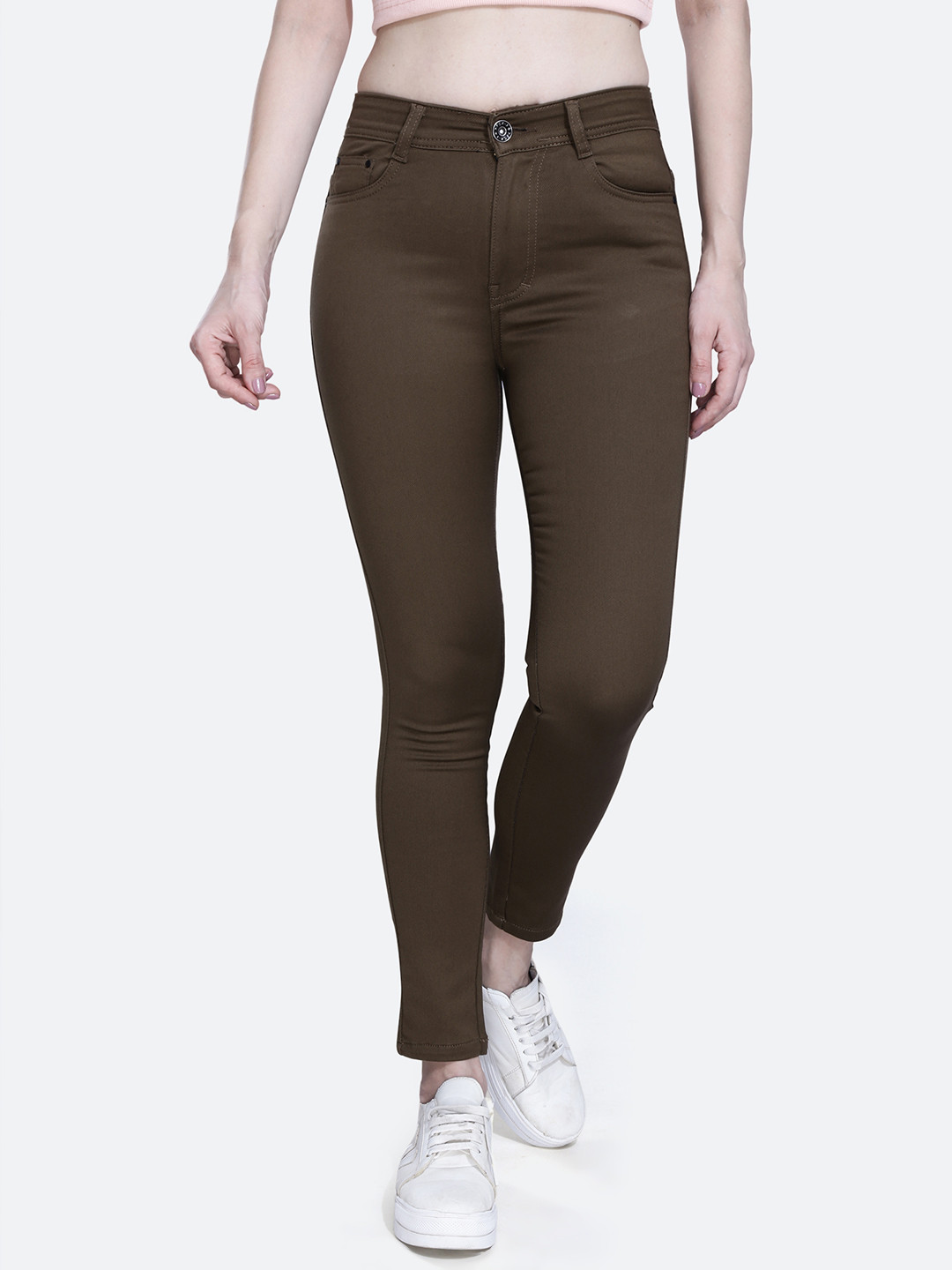 FCK-3 Women Brown Frisky Relaxed Fit High-Rise Stretchable  Cotton Jeans