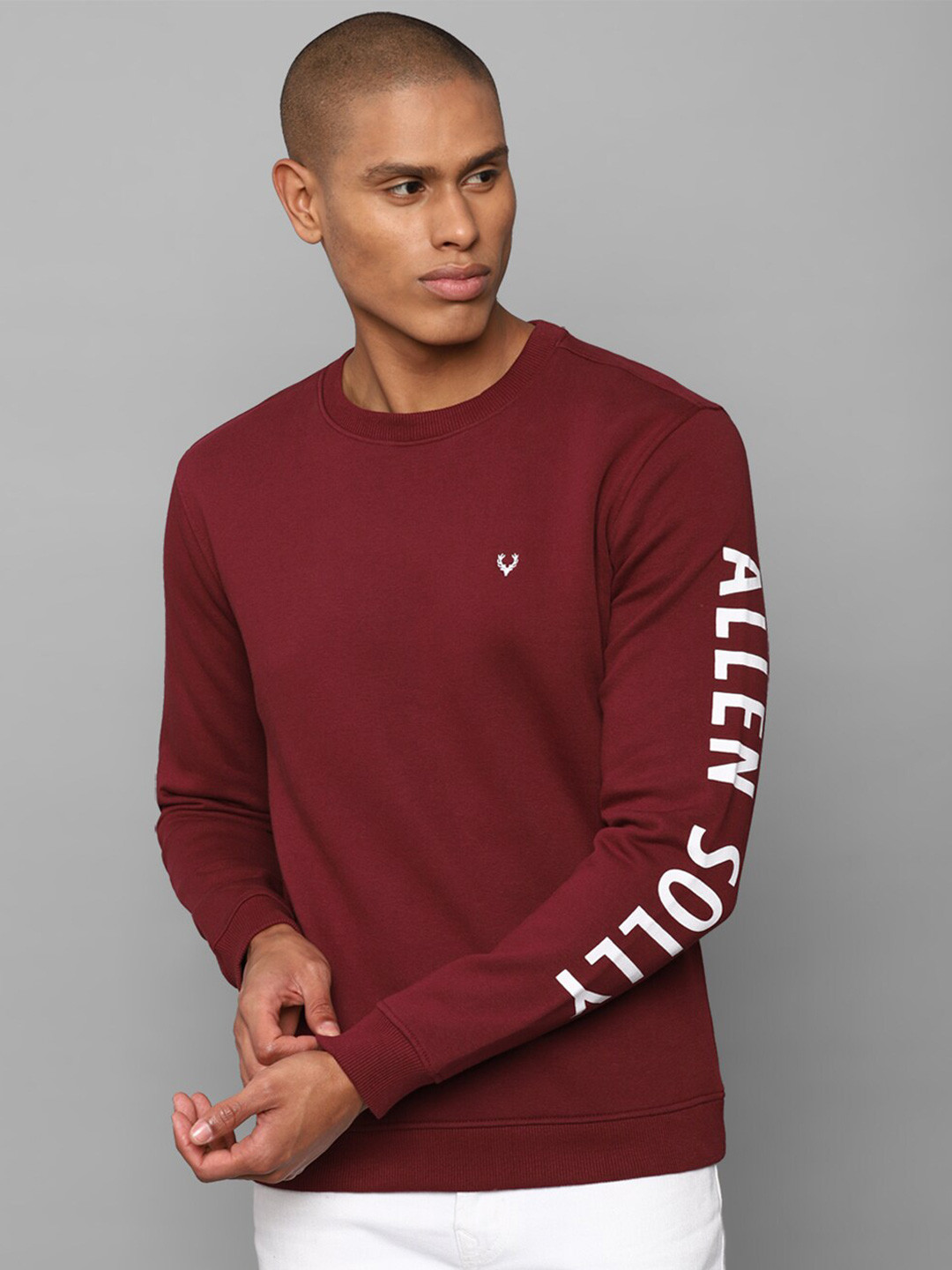 Allen Solly Men Maroon Solid Pullover