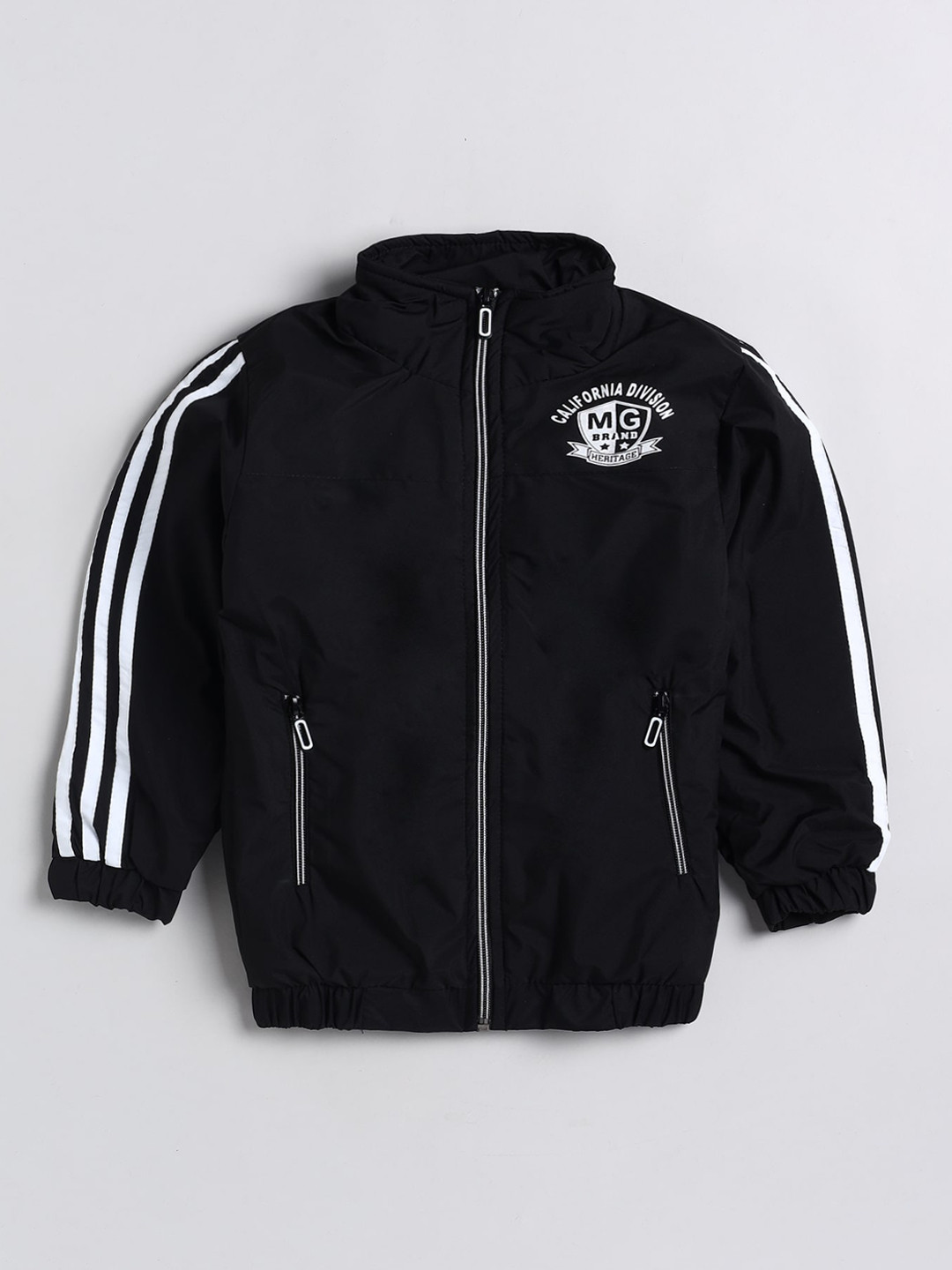Toonyport Boys Black White Bomber with Patchwork Jacket