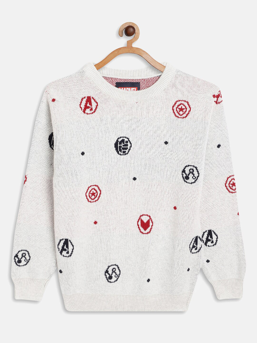 Octave Boys Grey & Red Printed Cotton Pullover