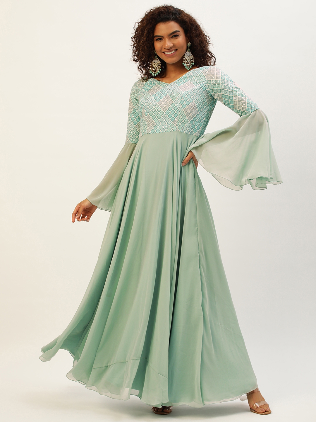 Buy Ethnovog Ethnic Motifs Embroidered Georgette Maxi Dress Dresses for Women 20514462 Myntra