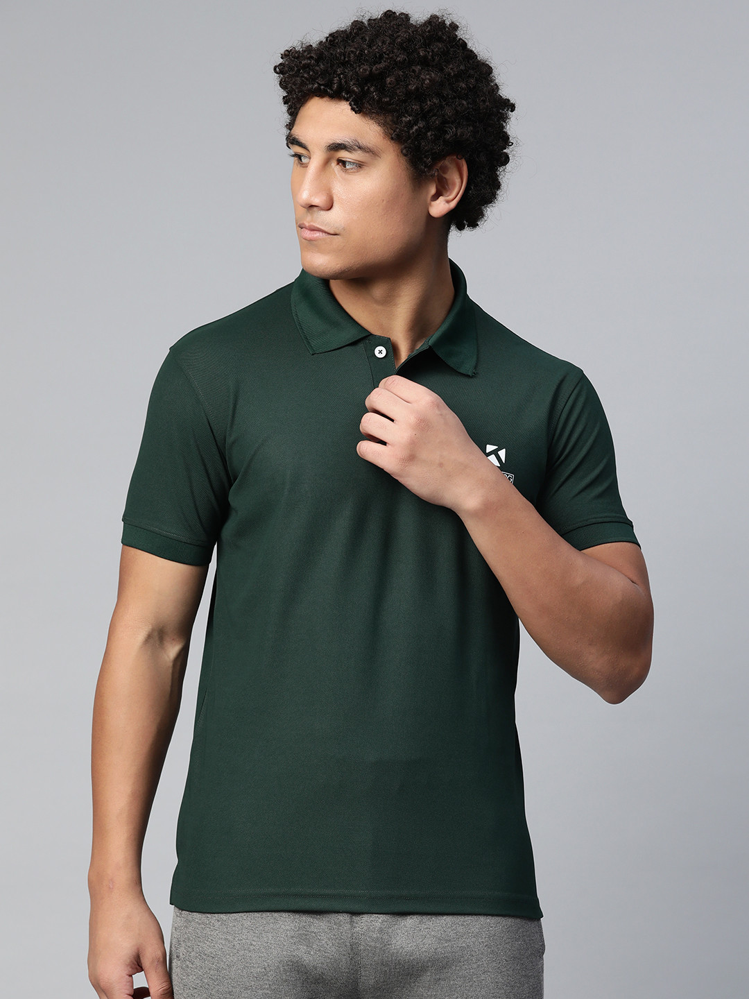 TOM BURG Men Green Brand Logo Printed Polo Collar Antimicrobial T-shirt