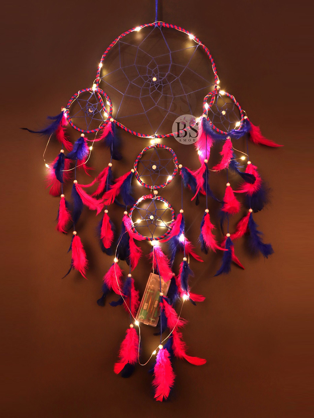 BS AMOR Pink & Blue Solid Hanging Dream Catcher