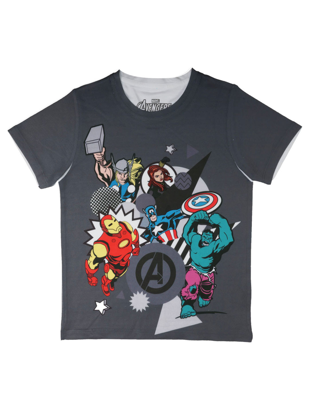 Marvel by Wear Your Mind Boys Grey Printed Round Neck T-shirt
