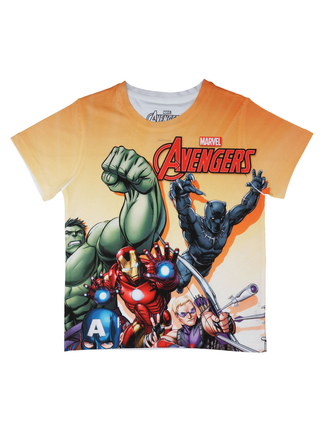 Marvel by Wear Your Mind Boys Orange & White Printed Round Neck T-shirt