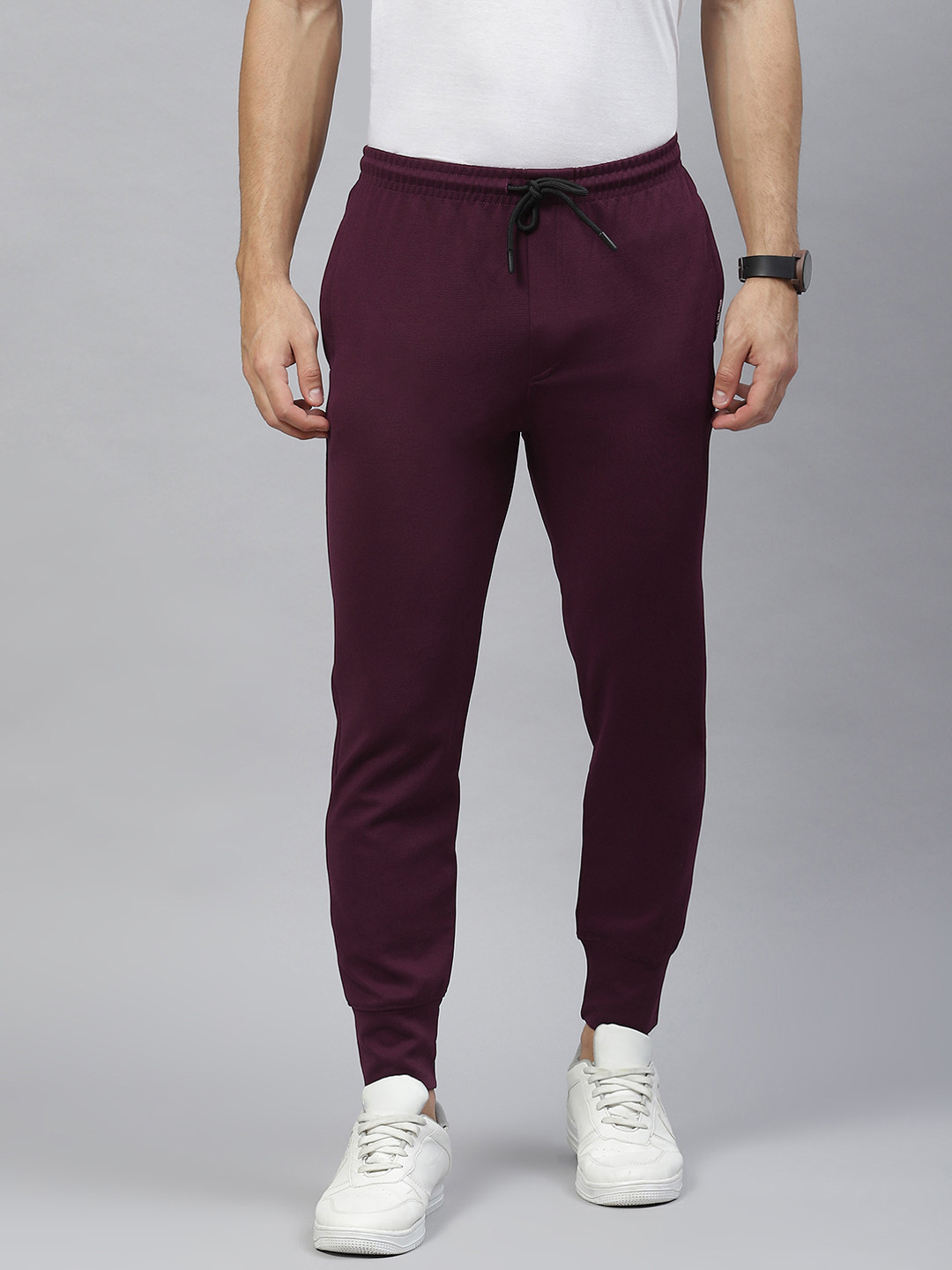 TOM BURG Men Maroon Solid Slim Fit Track Pants