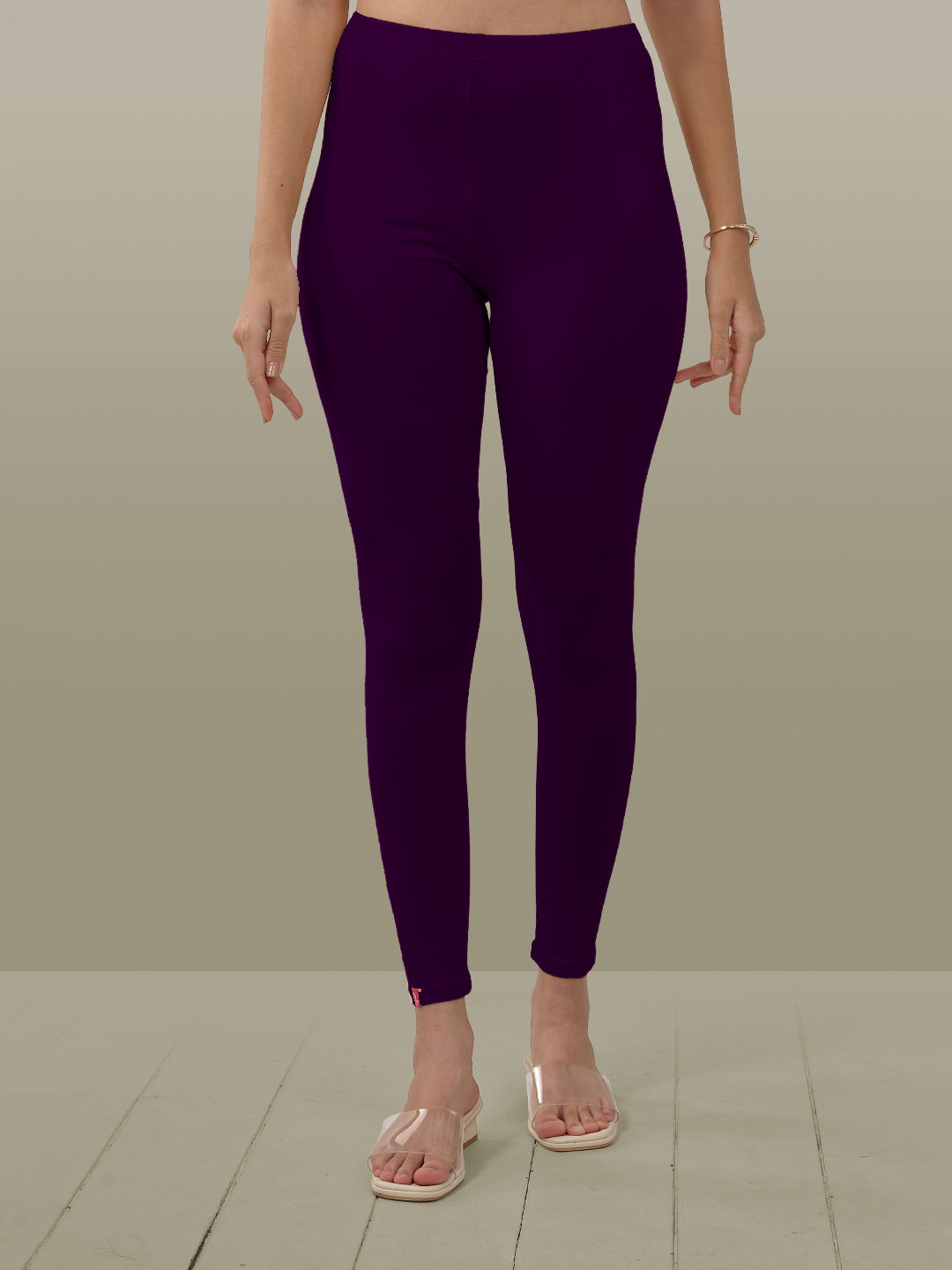 LYRA Women Purple Solid Ankle-Length Leggings