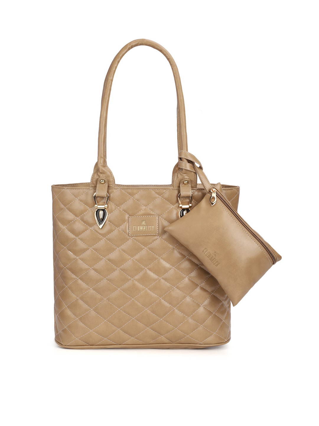 THE CLOWNFISH Siya Brown Structured Shoulder Bag with Quilted