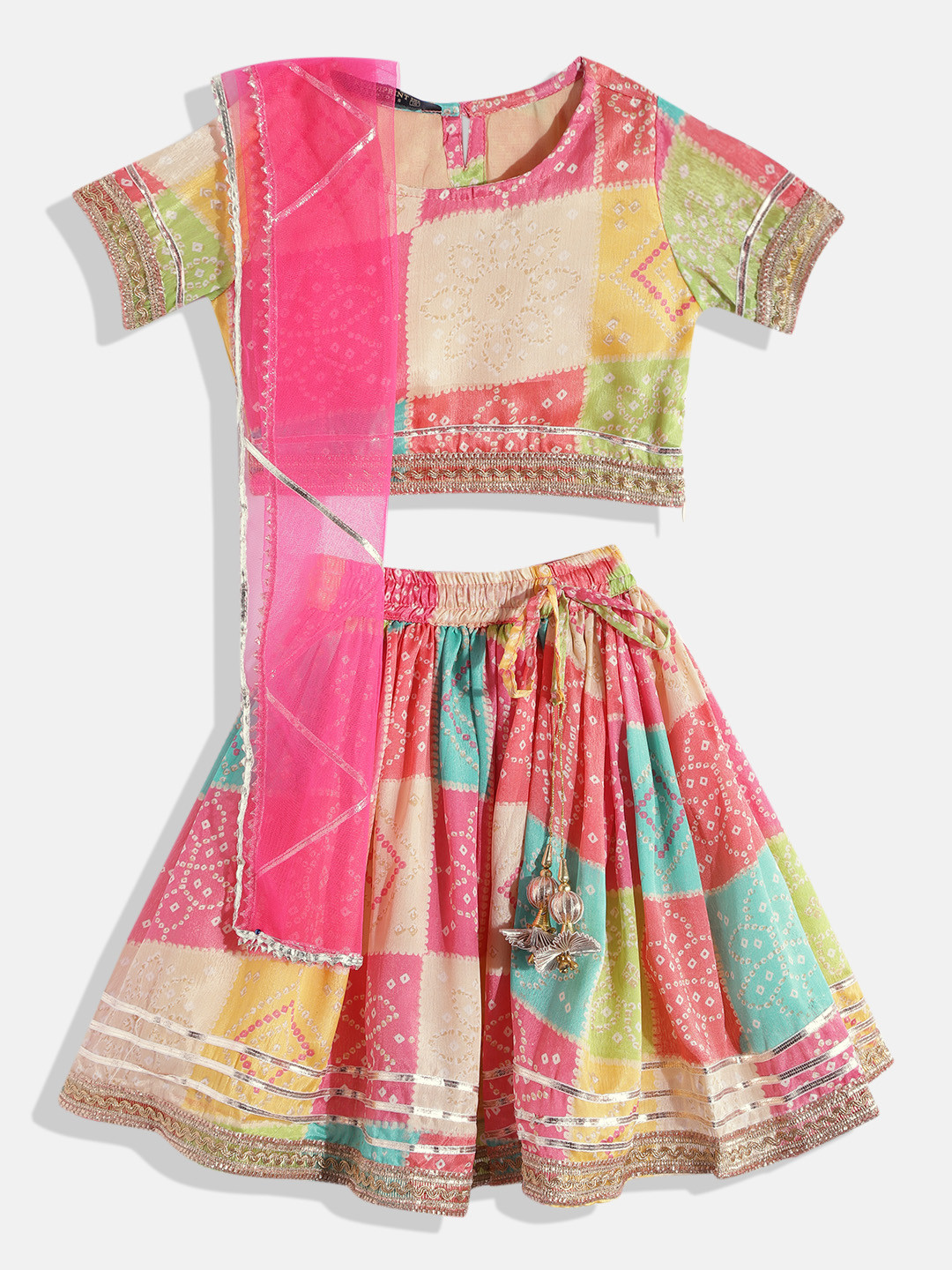 Readiprint Girls Pink & Magenta Printed Ready to Wear Lehenga & Blouse With Dupatta