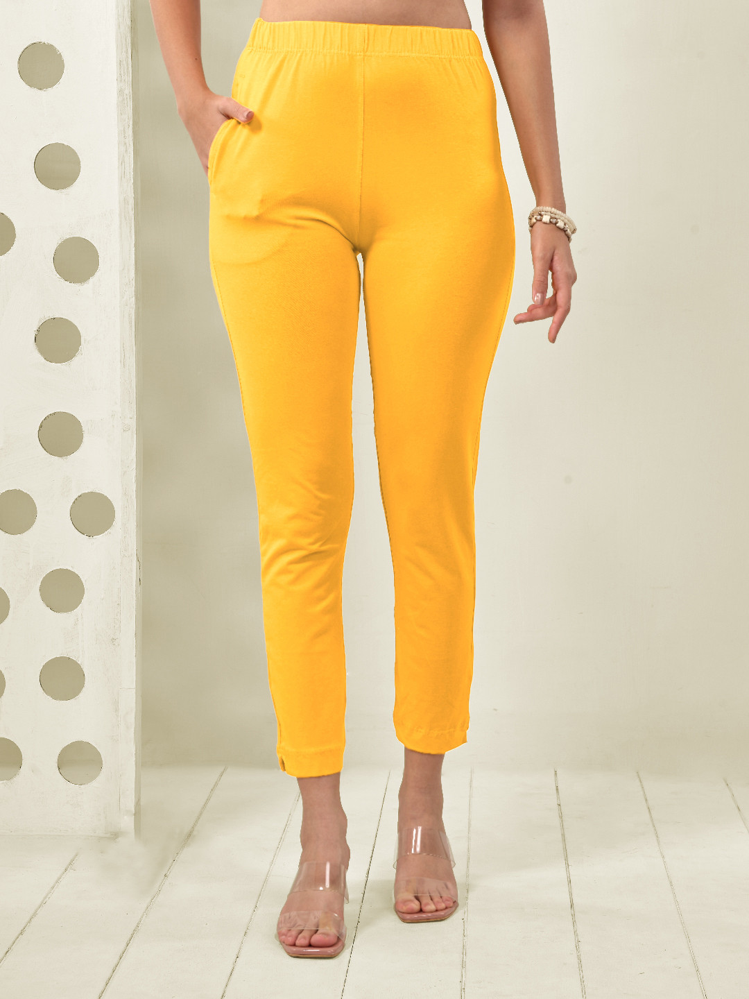 LYRA Women Yellow Smart Solid Trouser