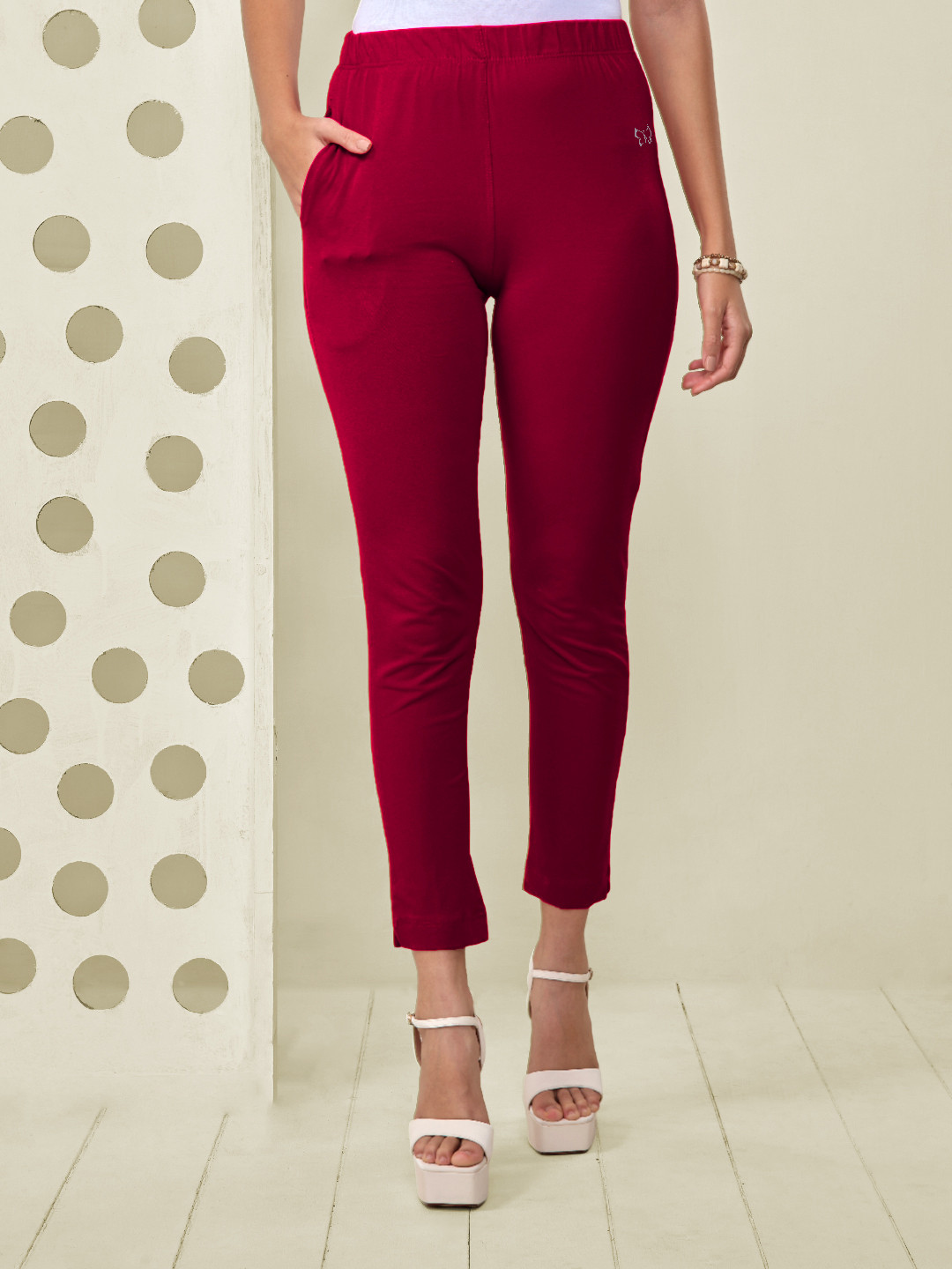 LYRA Women Pink Smart Cotton Trousers