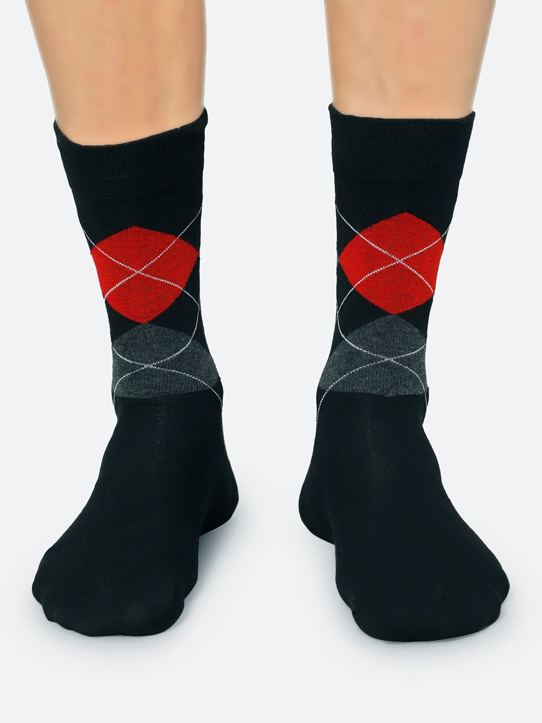 Bodycare Men Pack Of 3 Navy Blue & Red Assorted Socks