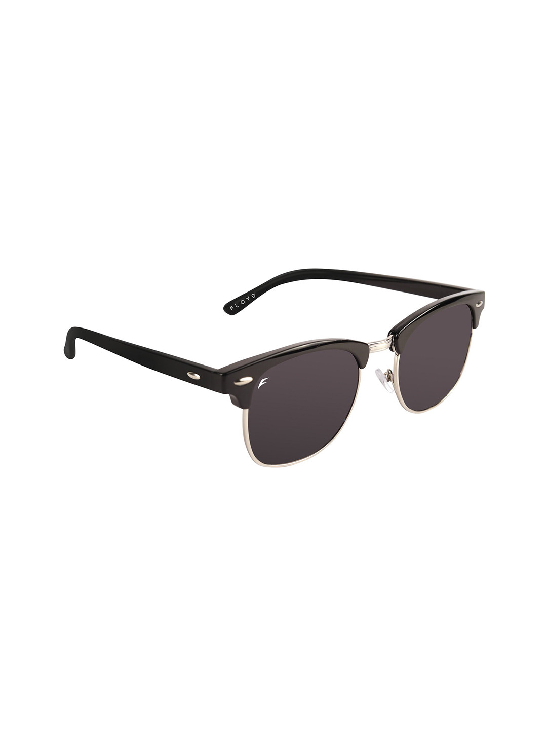 Floyd Unisex Black Lens & Black Aviator Sunglasses with UV Protected Lens - 3016_Blk_Sil