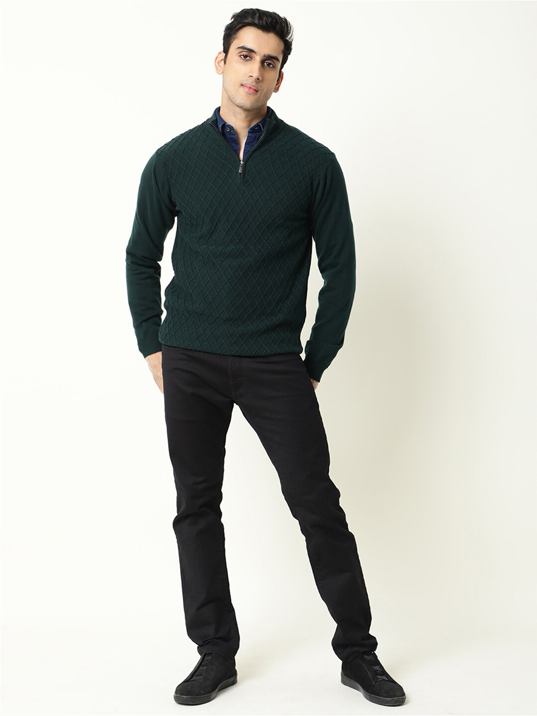 RARE RABBIT Men Cable Pullover Sweater