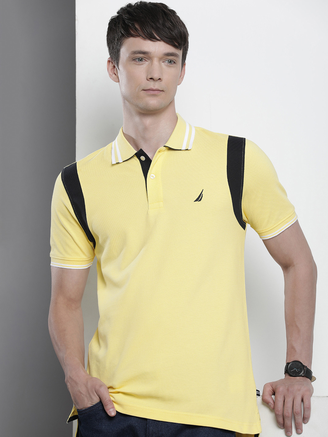 Nautica Embroidered Polo Collar Pure Cotton T-shirt